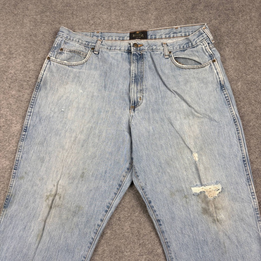 RedHead Jeans Mens 40x30 Relaxed Fit Light Wash‎ Distressed Denim Workwear